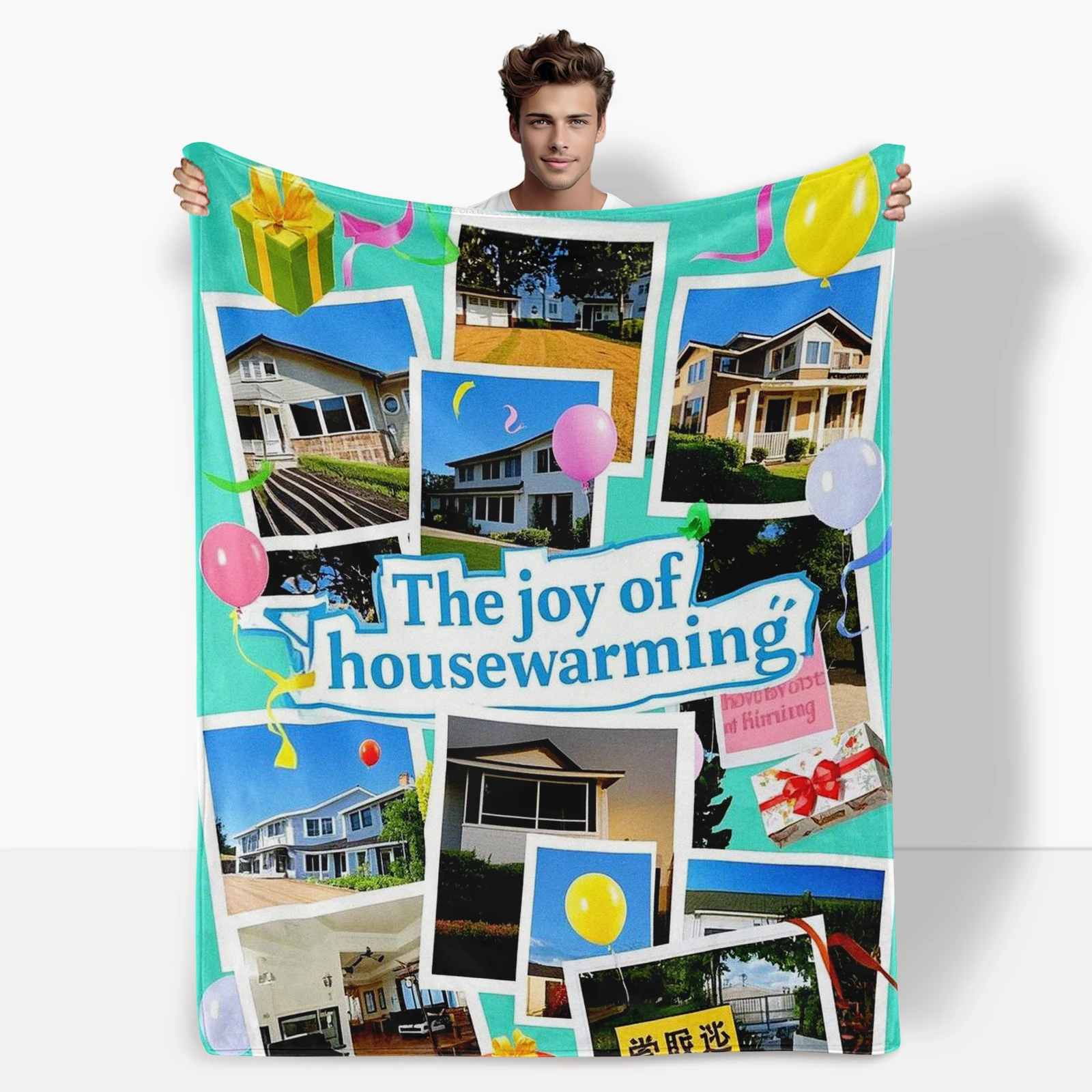 

House Photo And Text Decorated Housewarming Blanket Brings Joy To Family Gatherings