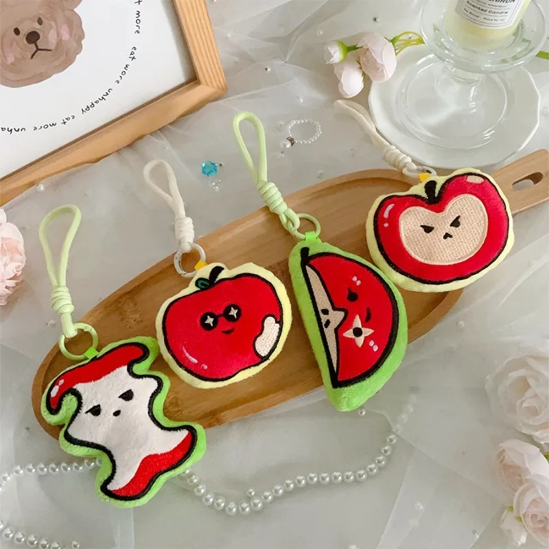 Cute Whimsical Apple Series Plush Hanging Ornaments Perfect for Bags and Accessories Adorable Figurines Plush Keychains llaveros