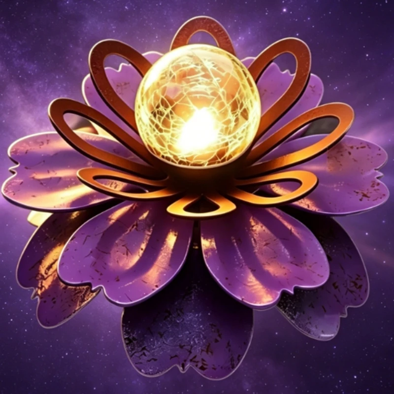 Y5GD Metal Solar Flower Light Crackle Glass Meditation Lamp For Outdoor Spaces