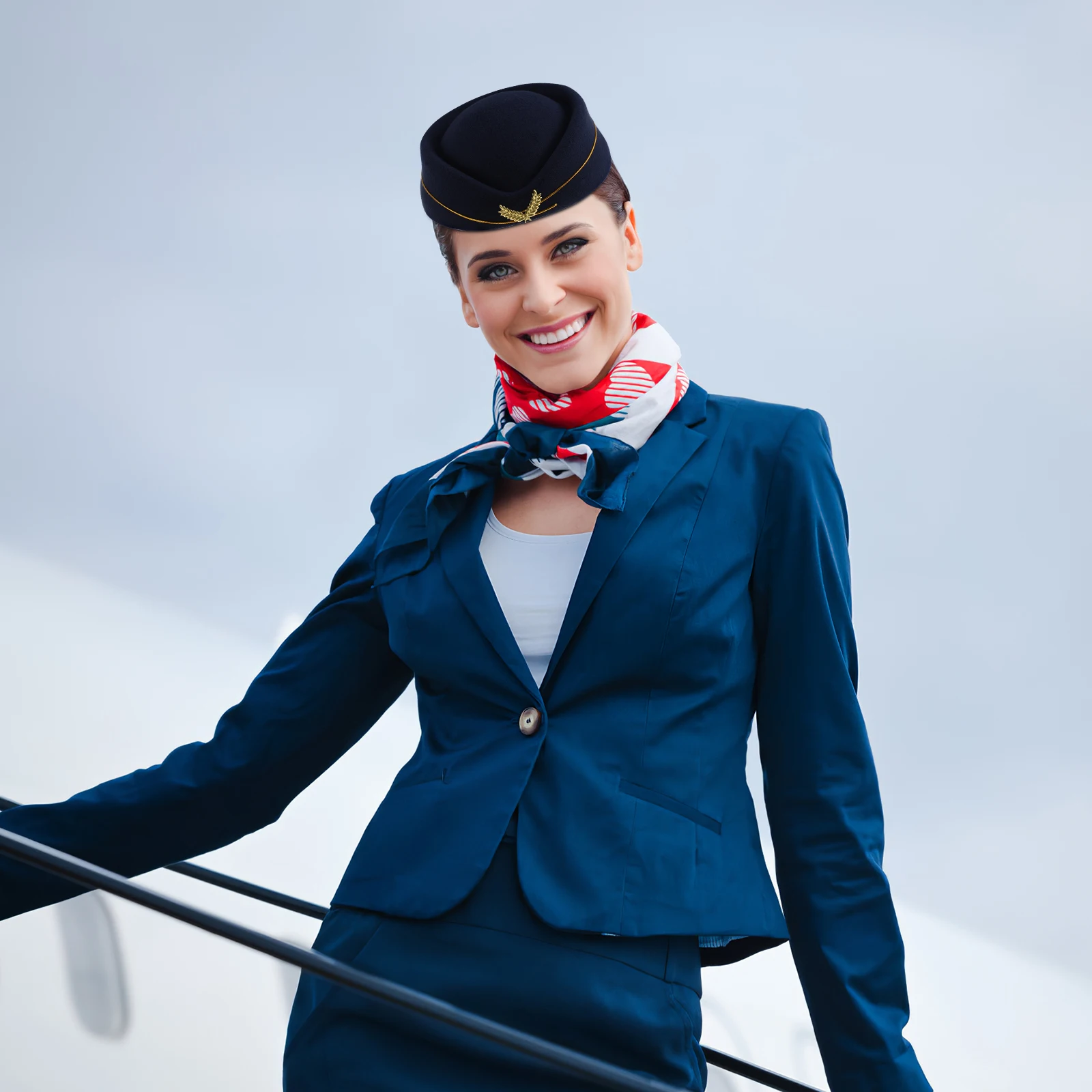 

Airline Stewardess Cap Navy Blue One Size Fits Most Lightweight Hat for Cosplay Stage Performance Costume Party Accessories Easy
