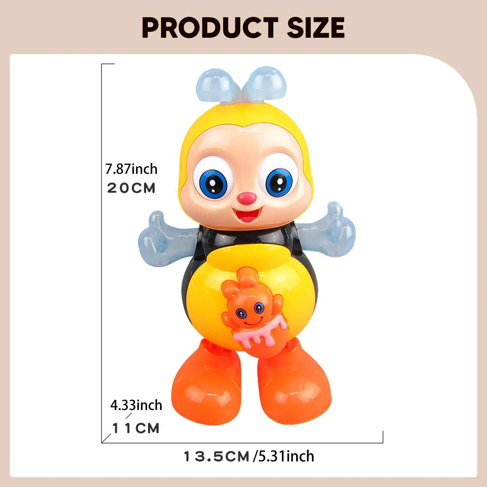 لعبة النحل الراقصة الإلكترونية على شكل حيوانات كرتونية، متعة نشاط للأطفال، مع موسيقى وأضواء لعبة النحل الموسيقية الكهربائية لوقت اللعب في المنزل #6