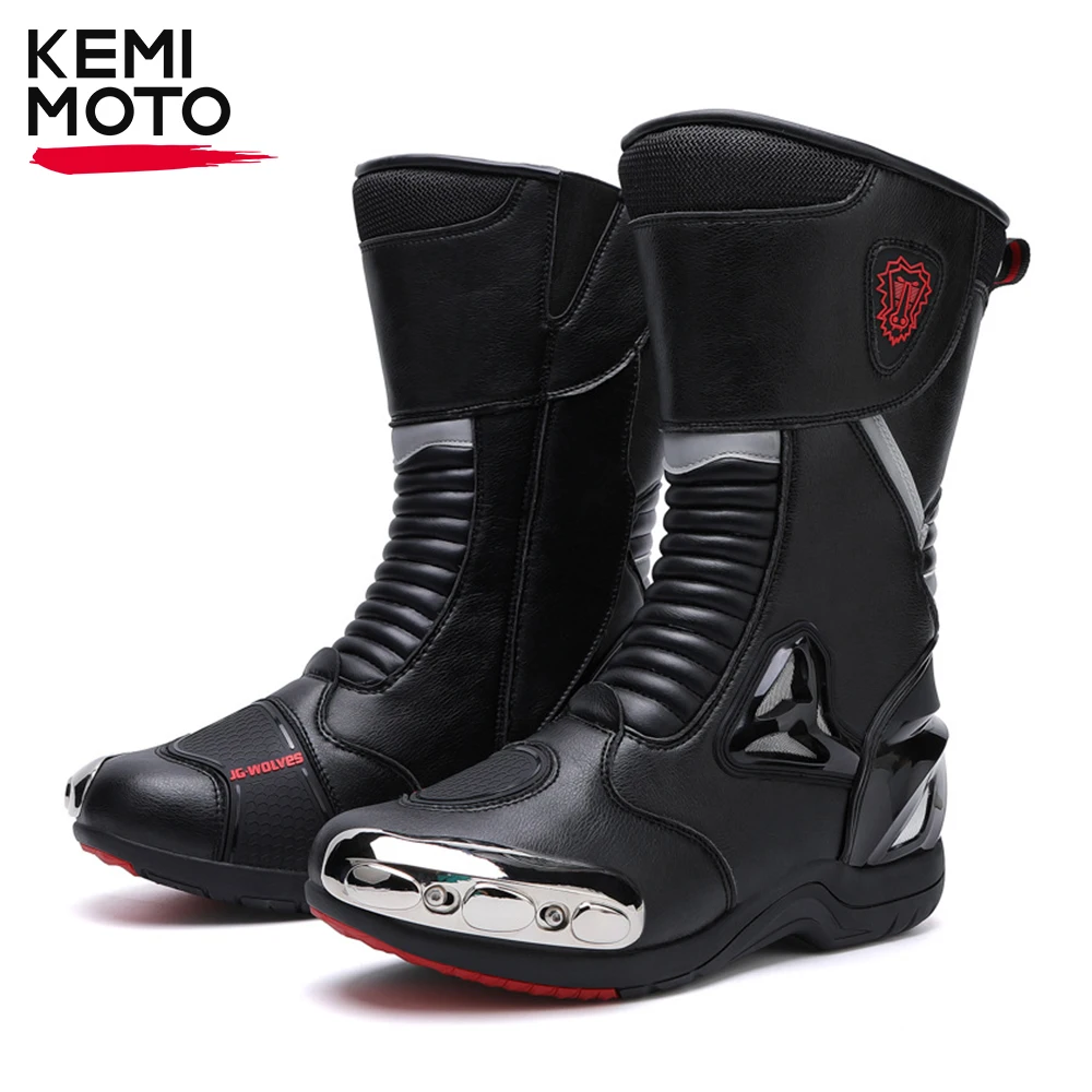 

Motorcycle Men Boots Racing Black Shoes Riding Breathable Soft Off-road Motorbike Anti-kick protection Elasticity Reflective