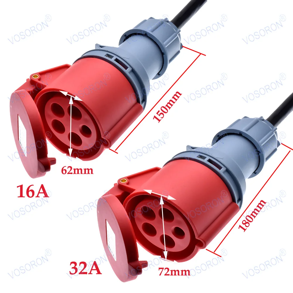 UK 3 Pin BS1363 Plug to IEC60309 CEE 5‑Pin Industrial Female Socket Adapter Cable IP44 16A /32A 380V Power Conversion Lead