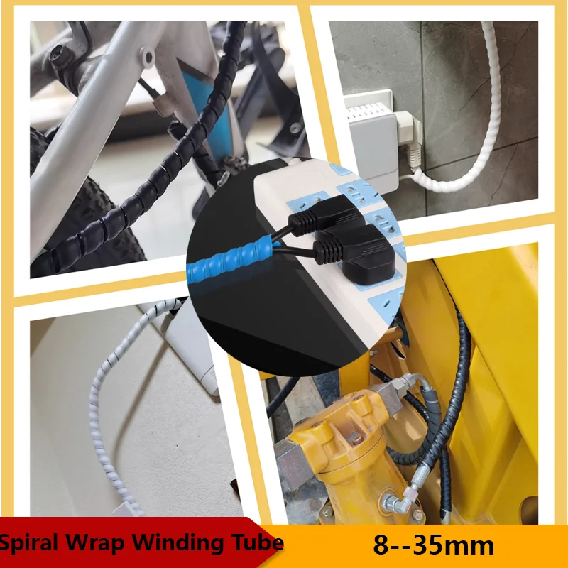 

1-10m Flexible Spiral Cable Wrap Tube 8-35mm Protective Tube Wire Organizer Sleeve for Home Office Appliance Cord Protection