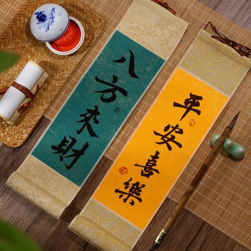 Blank Hanging Scroll Paper Art Wall Scrolls for Sumie and Chinese 2Pcs Blank Painting Scrolls Y5GB