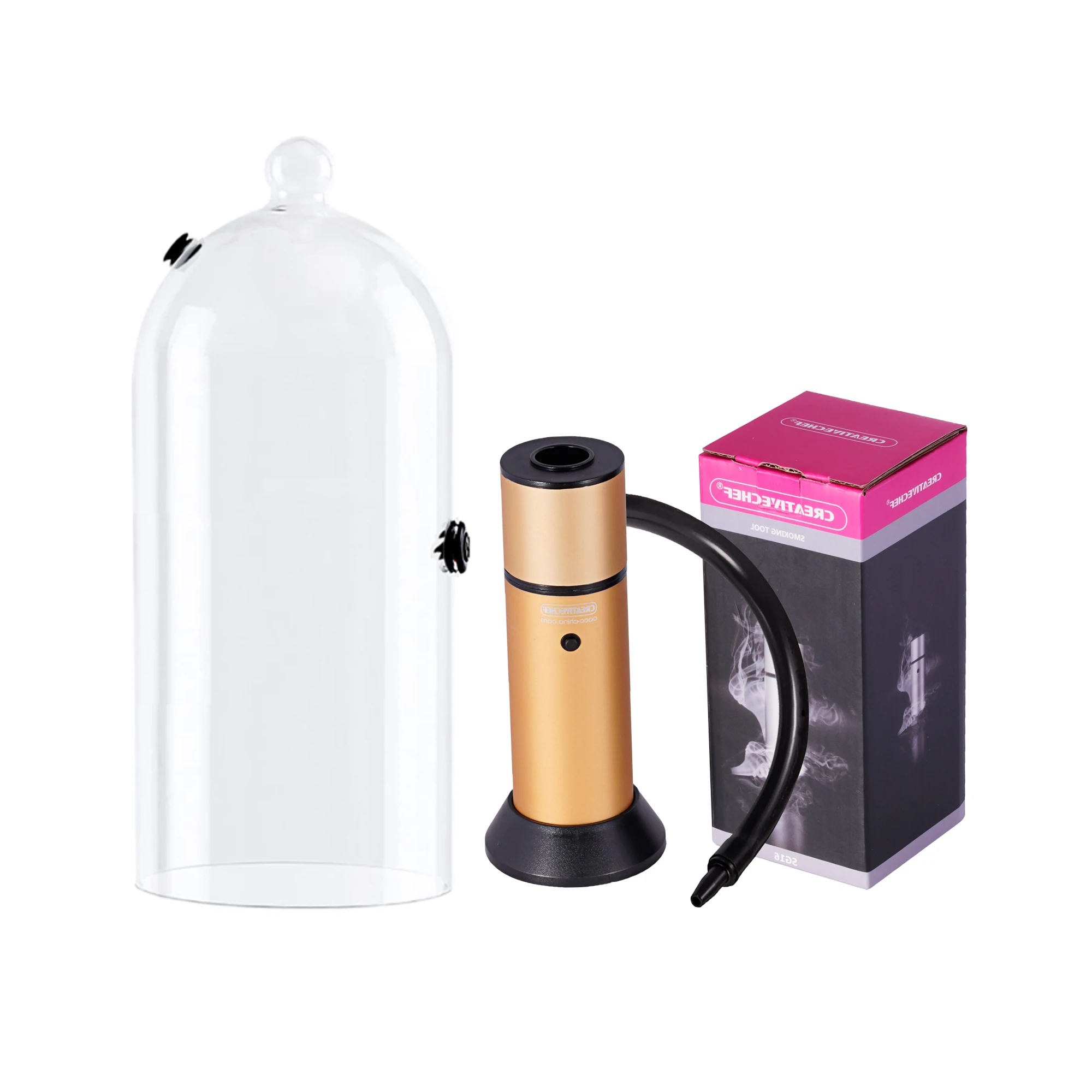 

Cocktail Smoker Kit, Food Smoker Kit with Smoking Gun and Smoking Glass Cover for Bars and Kitchens (Batteries Not Included)