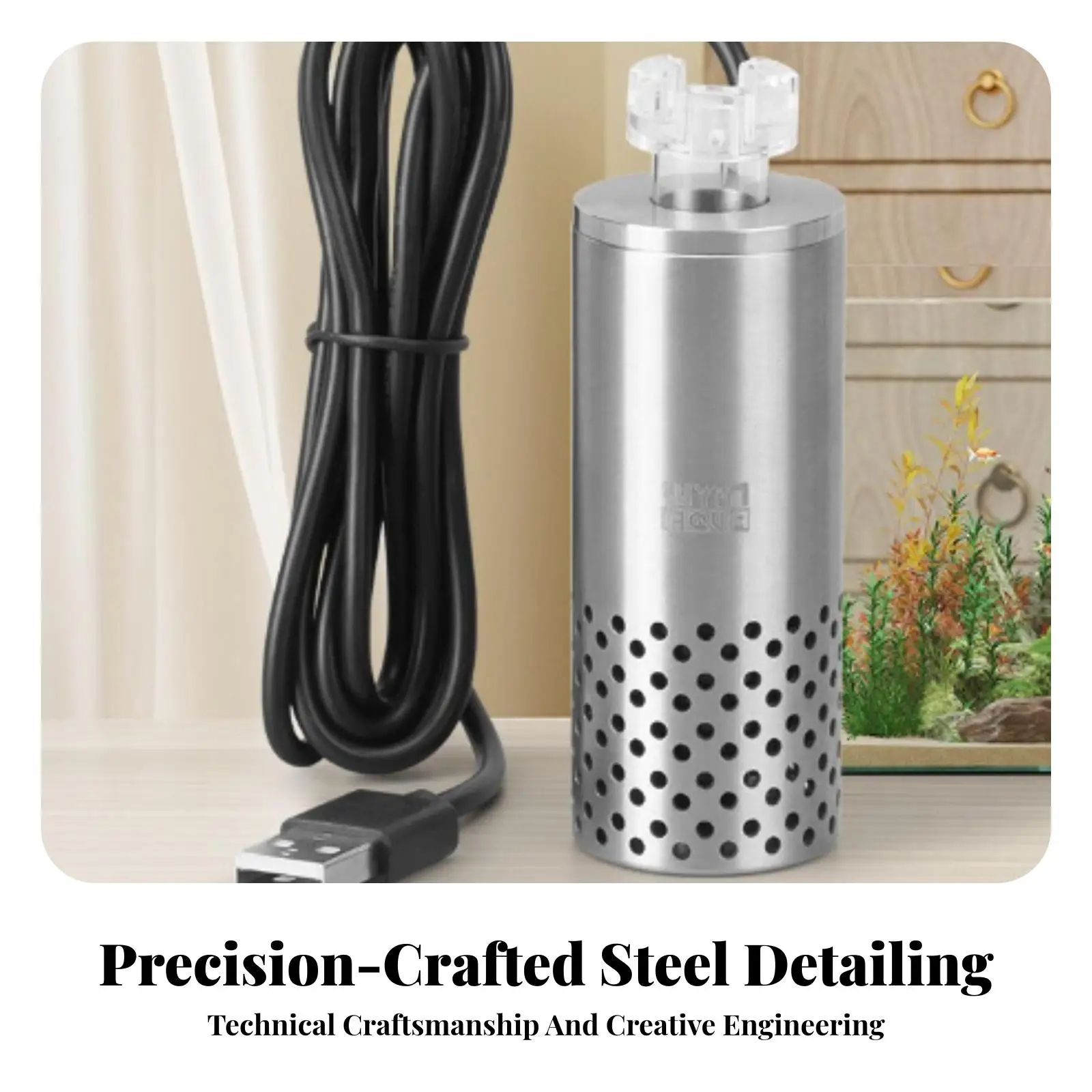 Aquarium Surface Skimmer Oil Film Remover with Stainless Body and Acrylic Head for Planted Tank Filter System