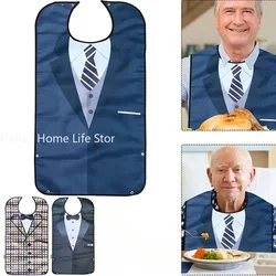 1Pcs Waterproof Adult Bibs for Eating Washable Apron Reusable Clothing Protector with Crumb Catcher For Elderly Men Women Senior