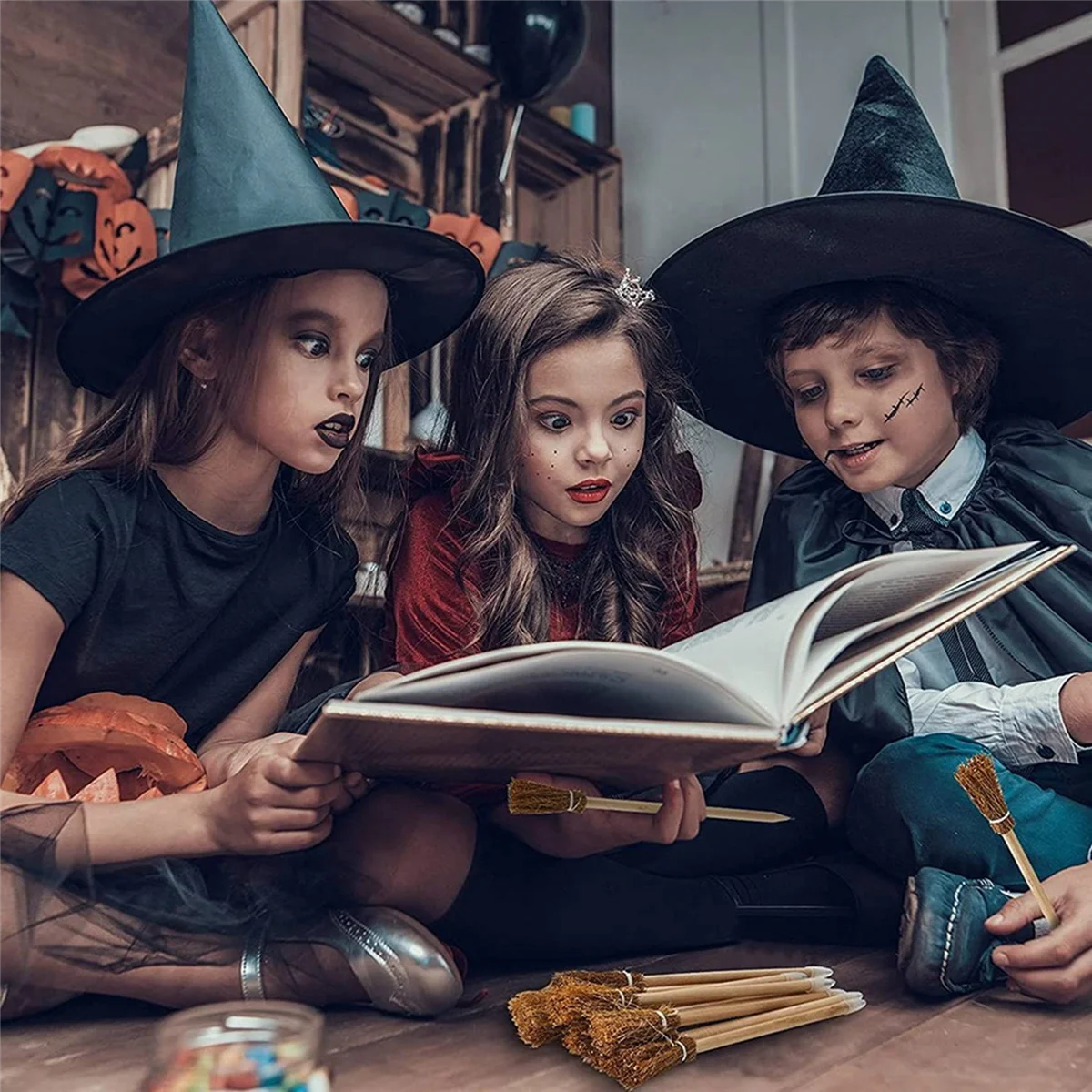 12 Stuks Heks Bezem Potloden Voor Halloween Bezemsteel Ballpoint Potloden Halloween Partij Gunsten Heks Bezem Prop Schrijven