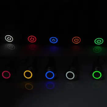 12mm 16mm 19mm 22mm โลหะ push ปุ่มสวิทช์ on off ไฟ LED กันน้ําแบนปุ่มวงกลม 3v 6v 12v 24v 110v 220v ip65