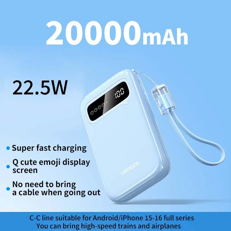 UGREEN ultra-large capacity 20000mAh External Battery Power Bank Portable PowerBank for Tablet 20W Super fast charging