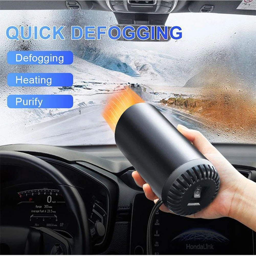 12V Car Heater Fan Cars Window Windshield Defogging Defrosting Auxiliary Heater Electric Fan Heater Portable Fan With Bracket