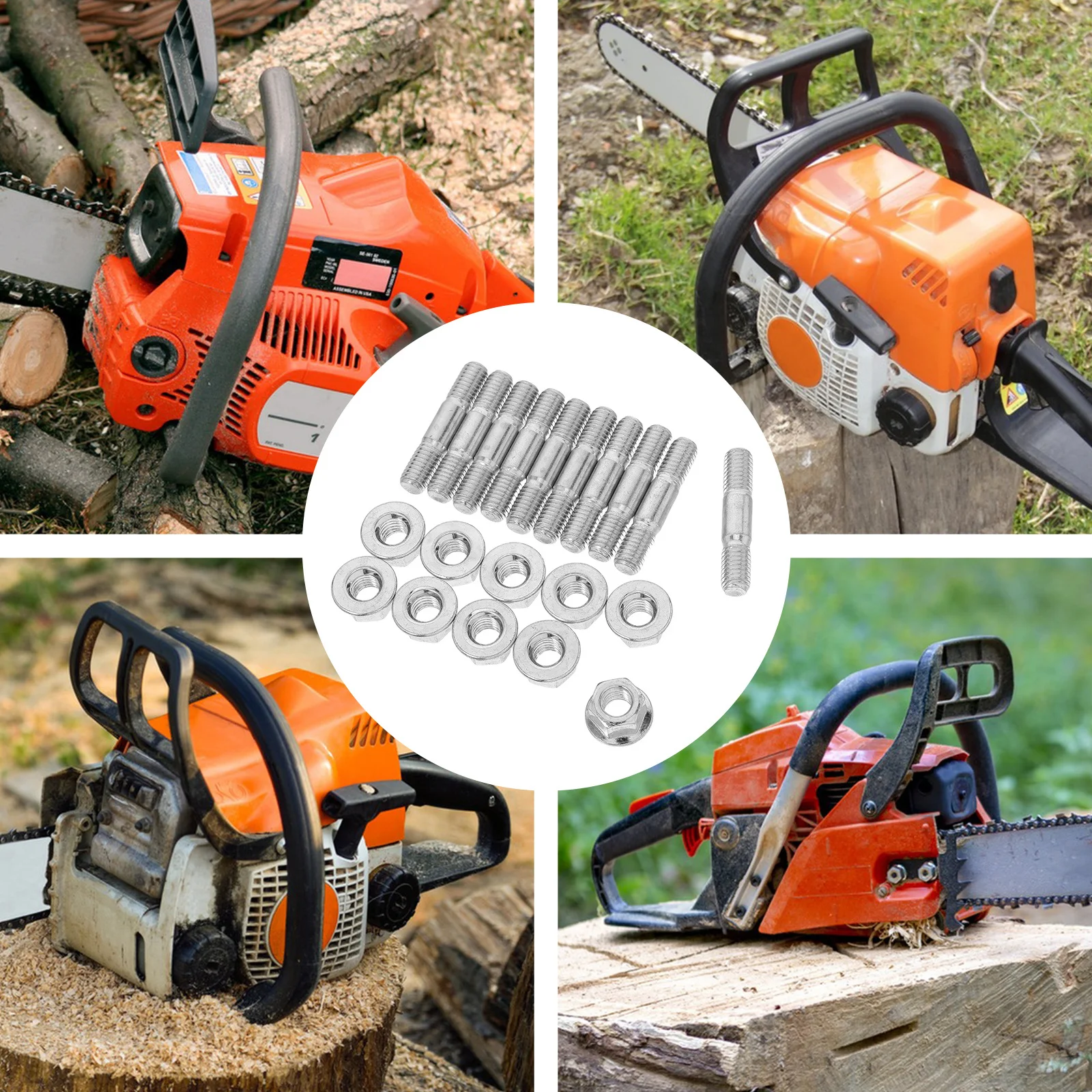 

1Set Chainsaw Accessory Screw Double Ended Plate Screws Nuts Sufficient Quantity Durable Material Enhanced Stability Maintenance