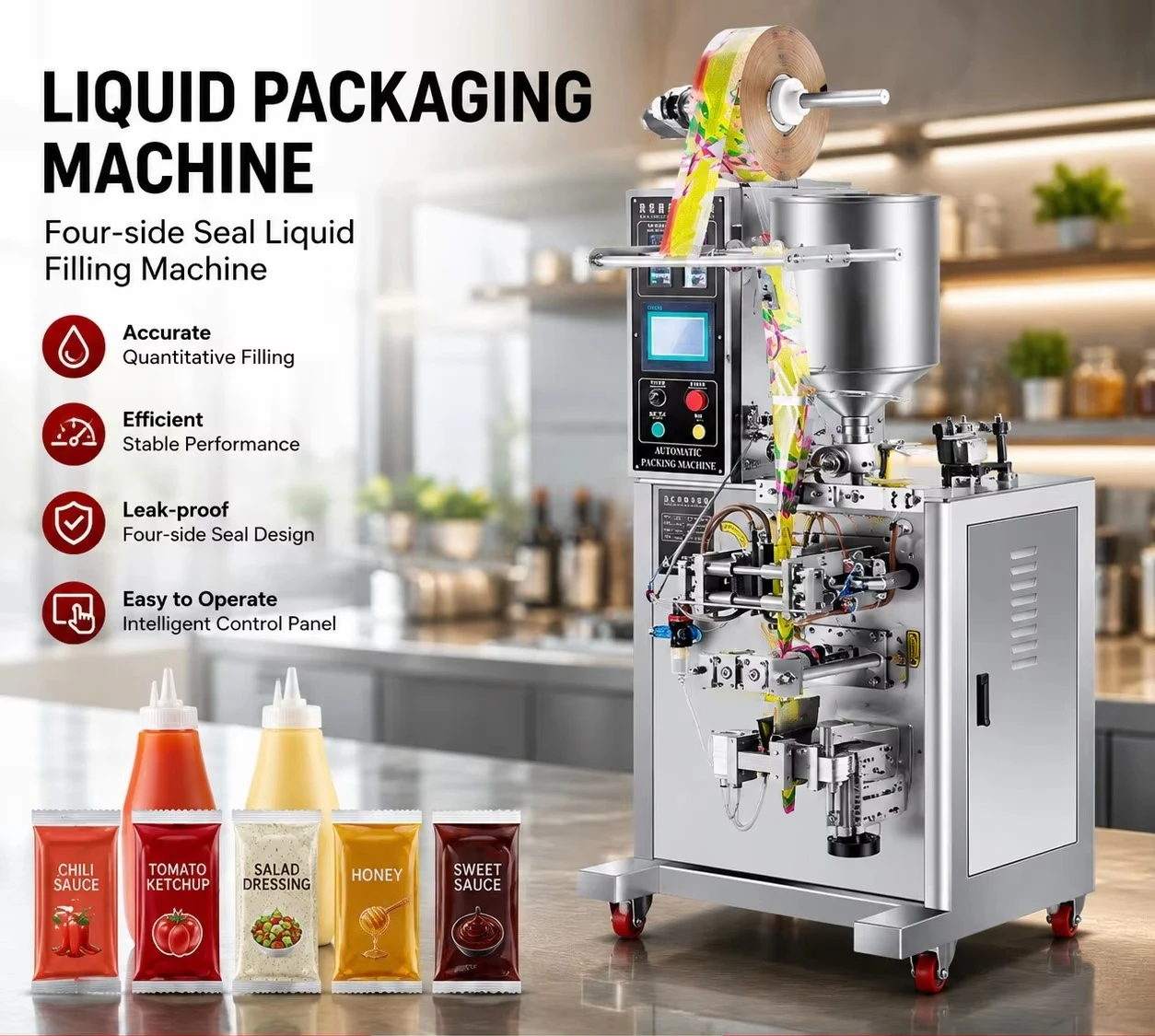 Multifunctional Fully Automatic Filling Machine for Used Sachet Packaging of Chili Garlic Honey Hot Sauce Ketchup Paste