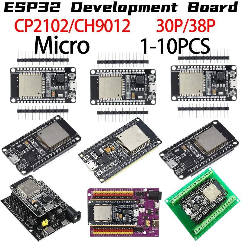 ESP32 Development Board MICRO USB CP2102/CH9102 WiFi+Bluetooth Dual Core ESP32-DevKitC-32 ESP-WROOM-32 Expansion Board 38PINS