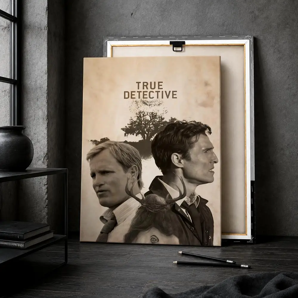 True D-Detective Show Framed Wall Painting Wood Canvas Poster For Living Room Bedroom Hallway Office Home Decor Gift - view 3