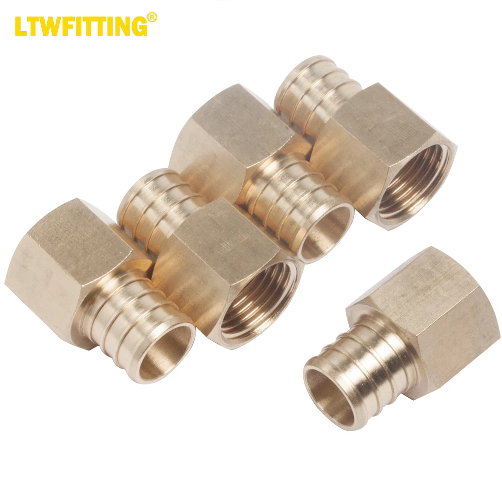 

LTWFITTING LF Brass 3/4-Inch PEX x 1/2-Inch Female NPT Adapter, Brass Crimp PEX Fitting (Pack of 5)