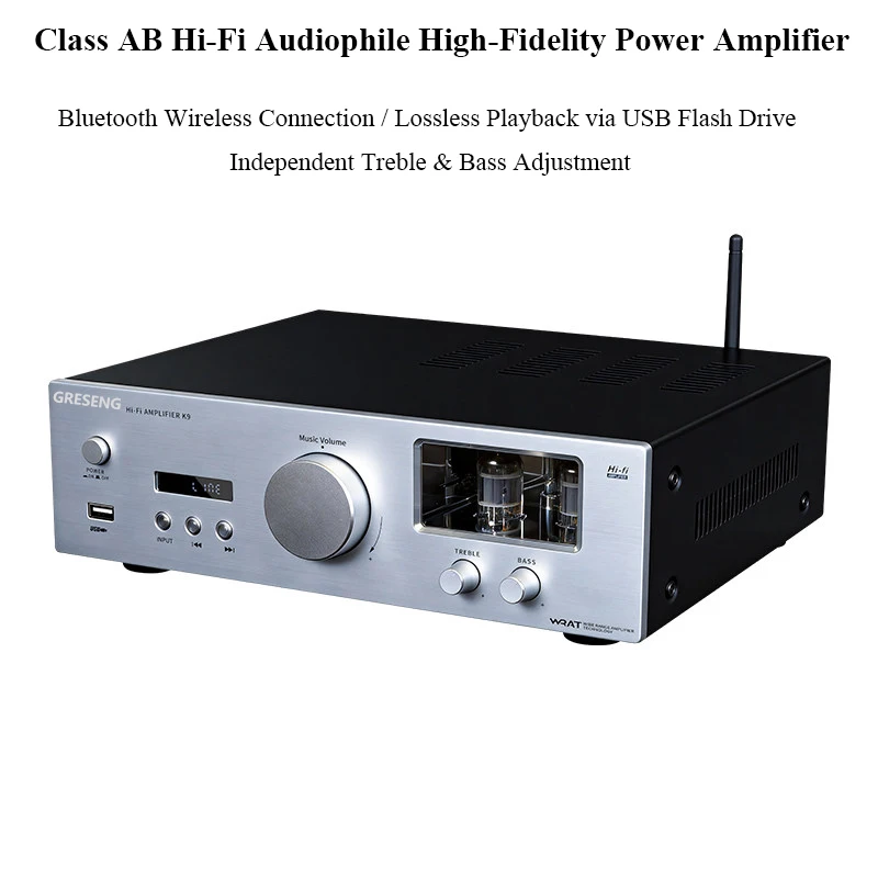 K9 Class AB HiFi Tube Power Amplifier Bluetooth 5.0 150W Output Power Home Audio Amplifier 5198 1941 Chips Toroidal Transformer