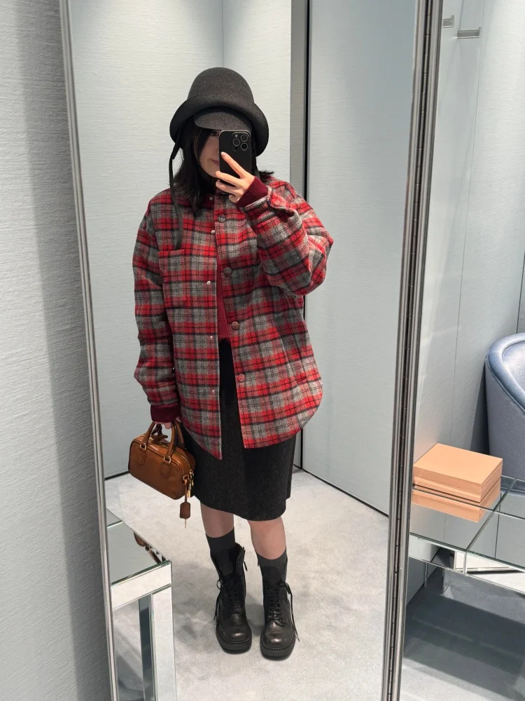 Casual Women's Quilted Jaet Royal High-End Vintage Plaid Collar Warm Outerwear Autumn Winter New Sle Versatile Comfortable