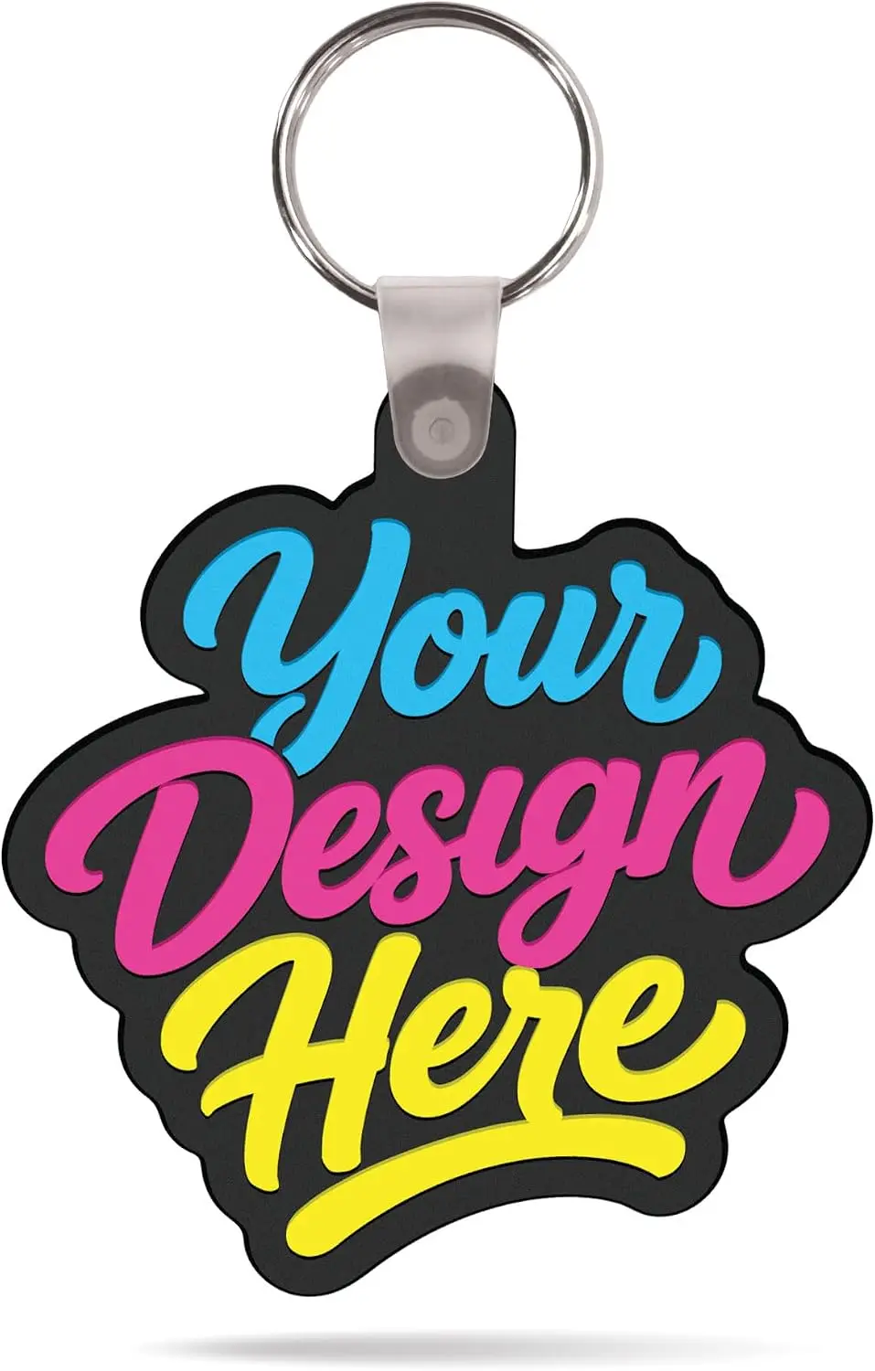 Custom Die Cut PVC Keychains | Personalized With Your Logo or Design | Quantity Options from 25 to Bulk Orders of 10,000 | Split Metal Keyrings | Great for Brands, Businesses, Promotions and Schools