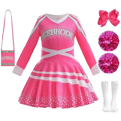 Toddler Cosplay Cheerleader Costume For Girls Children Suits+Bow Hair Cilp Kids Cheer Up Dress Carnival Easter Party Outfits 10Y