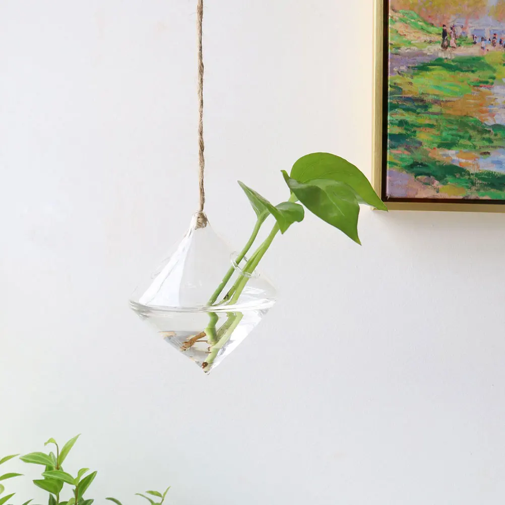 

1Set Transparent Glass Hanging Hydroponic Planter Decorative Flowerpot Nordic Style Wall Mounted Vase Plant Holder Home Decor