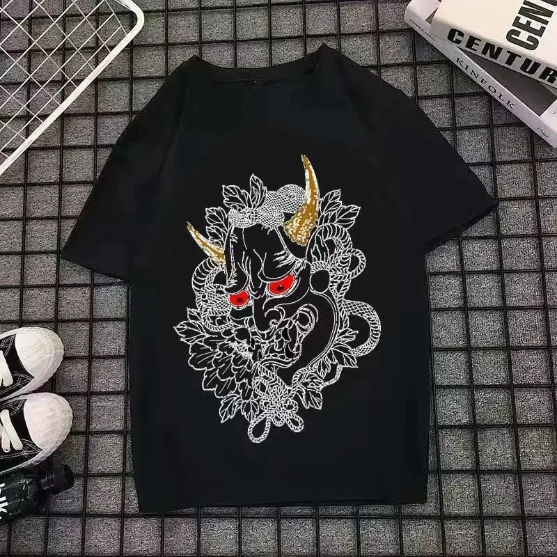 

Новая черная летняя мужская и женская футболка в китайском стиле, весенне-осенняя пара, индивидуальный тренд, свободный повседневный топ с короткими рукавами