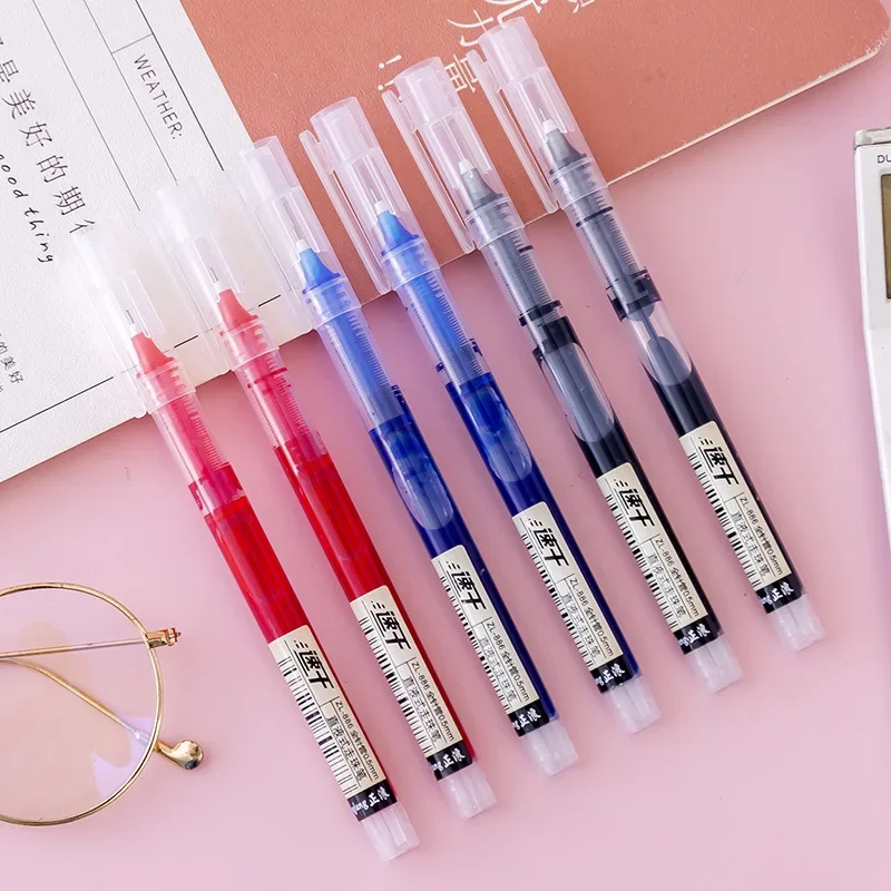 50PCS Large Capacity Direct Liquid Gel Pens Black Water Pen 0.5mm Students Take Notes Color Quick Drying Pen Office Accessories