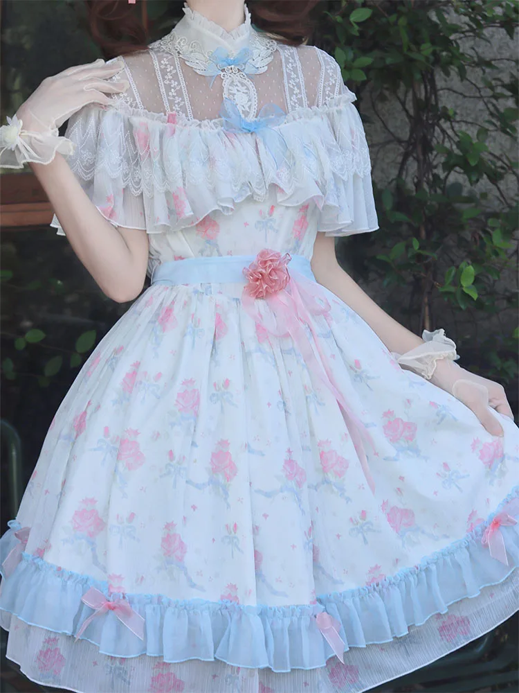 New Lolita Op Dress Vintage Floral Elegant Little Fresh Chiffon Fairy Sweet Princess Lolita dress