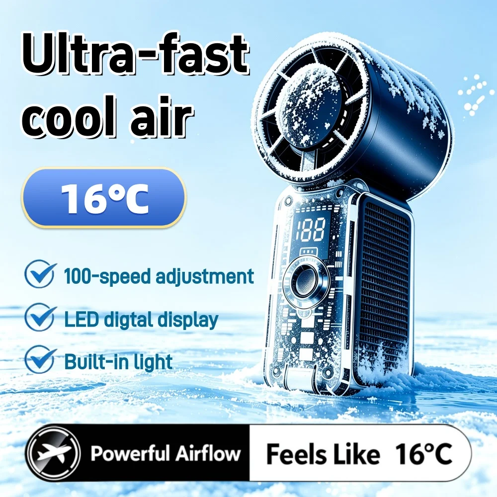 Mini Portable Handheld Fan Personal Pocket-Sized Digital Display Hand Fan USB Rechargeable Outdoor Small Pocket Hand Fan