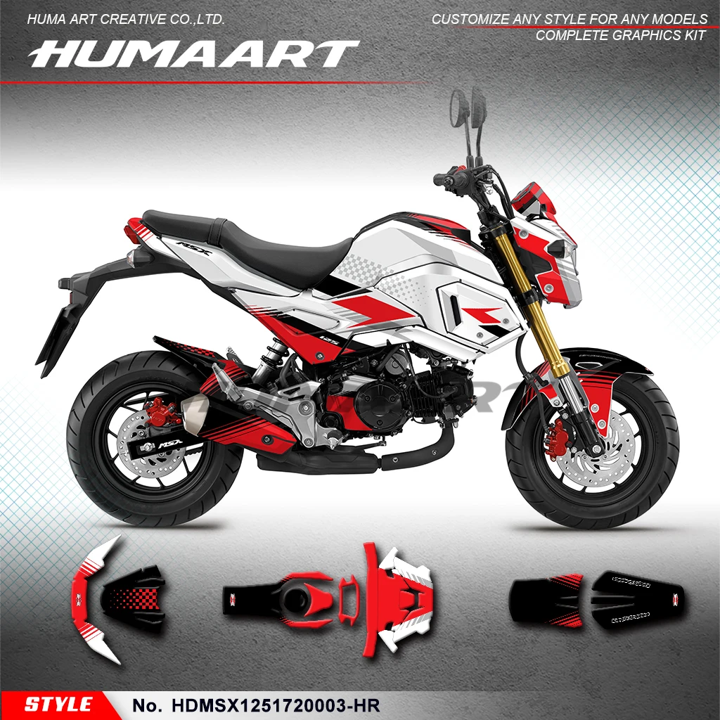 HUMAART Graphics Kit Adhesive sticker for Honda Grom & MSX 125 2017 2018 2019 2020 Shield, HDMSX1251720003-HR