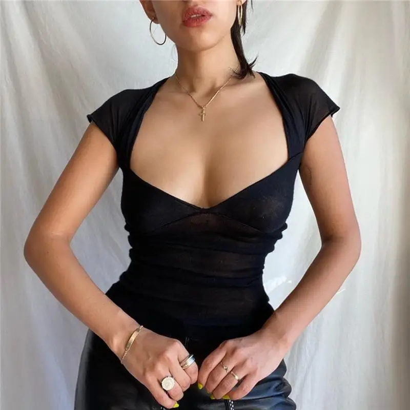 เสื้อยืดคอเต่าผู้หญิงทรงเข้ารูป ผ้าโพลีเอสเตอร์ผสมสแปนเด็กซ์ สวมใส่สบาย สีพื้น