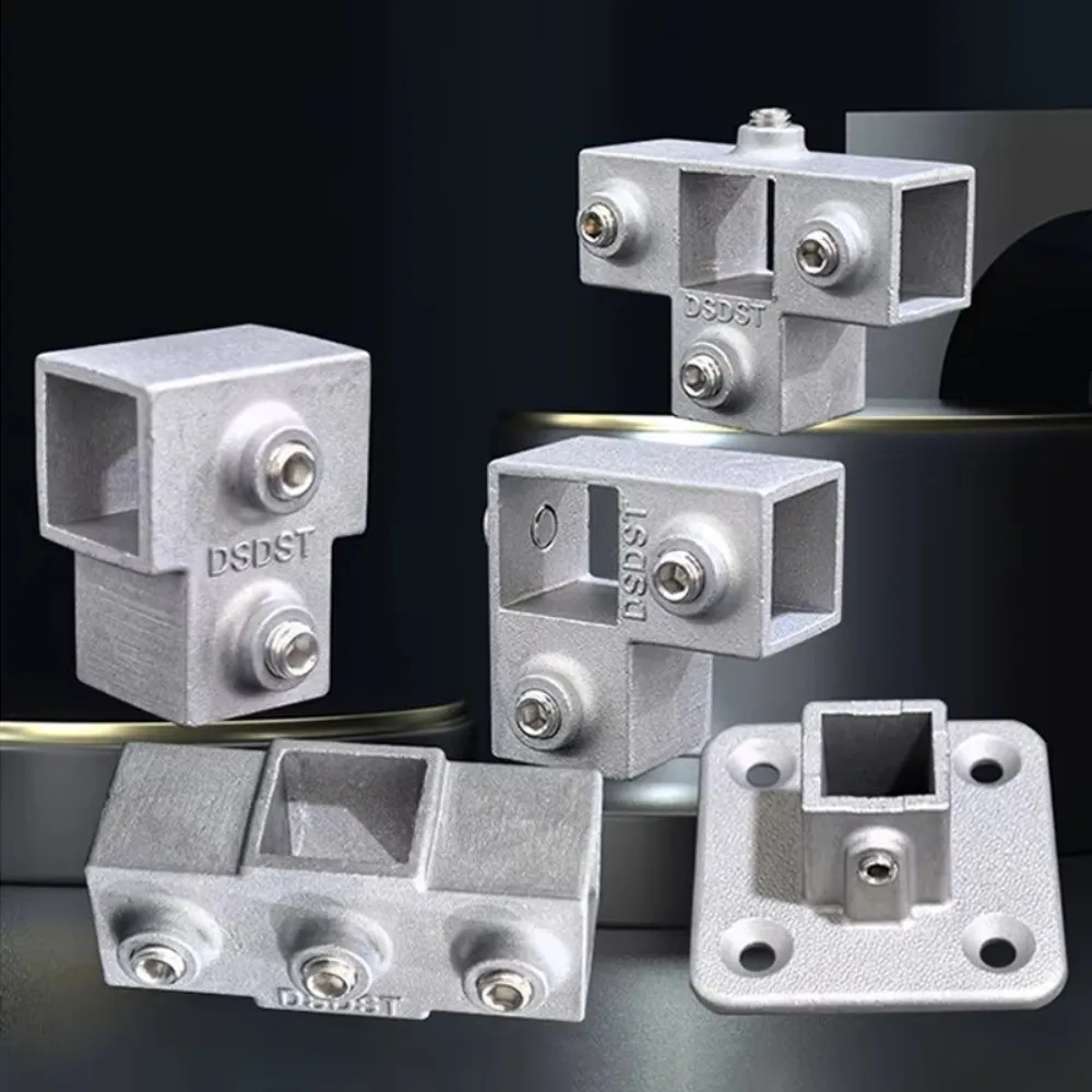 New Aluminum Alloy Square Tube with Matching Set Screw Connector Accessories Three-way Square Fixed Pipe Clamp Pipe Fixed Joint