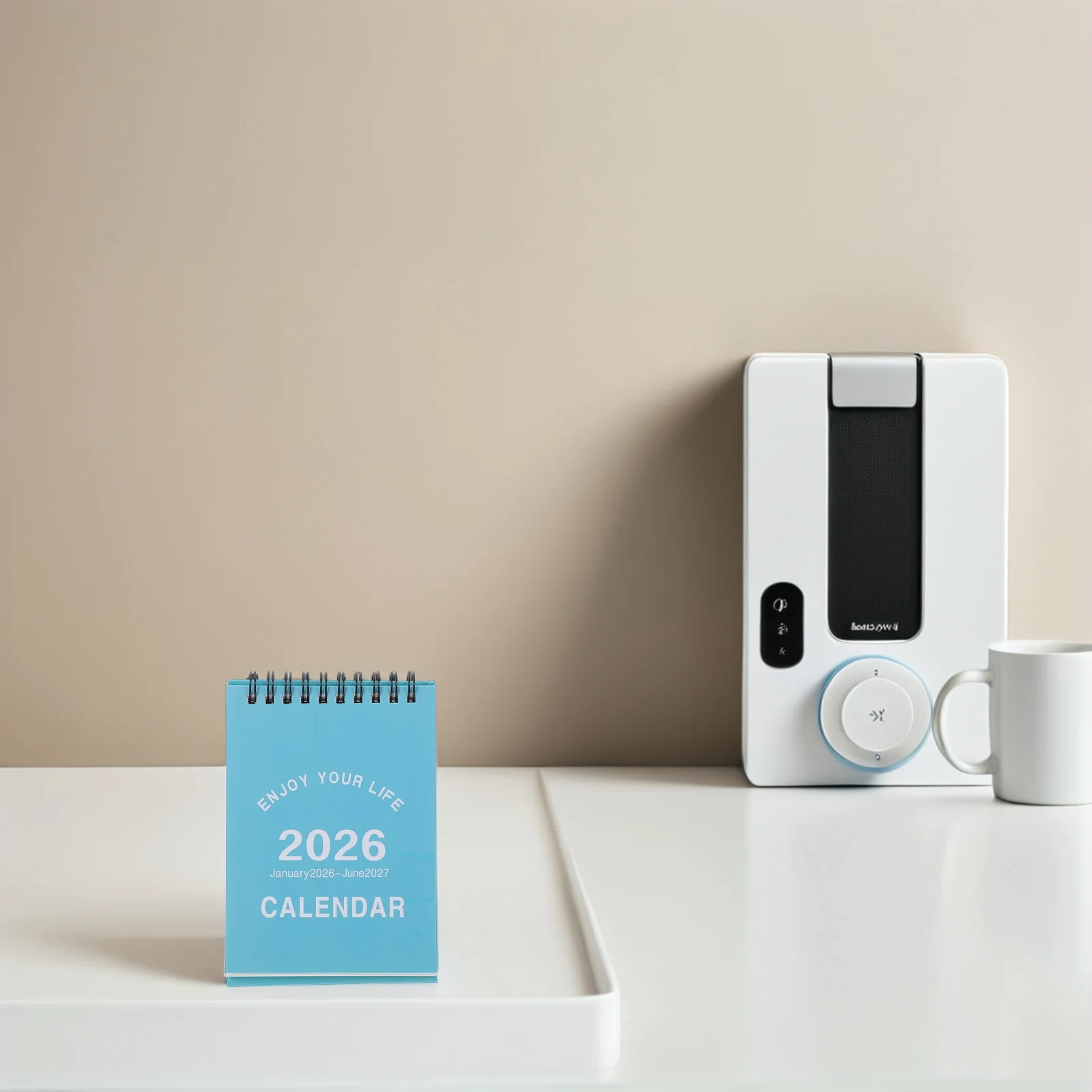 

2026 Mini Desk Calendar Compact Standing Flip Monthly Planner for Home Office School Lake Green Lunar Elements