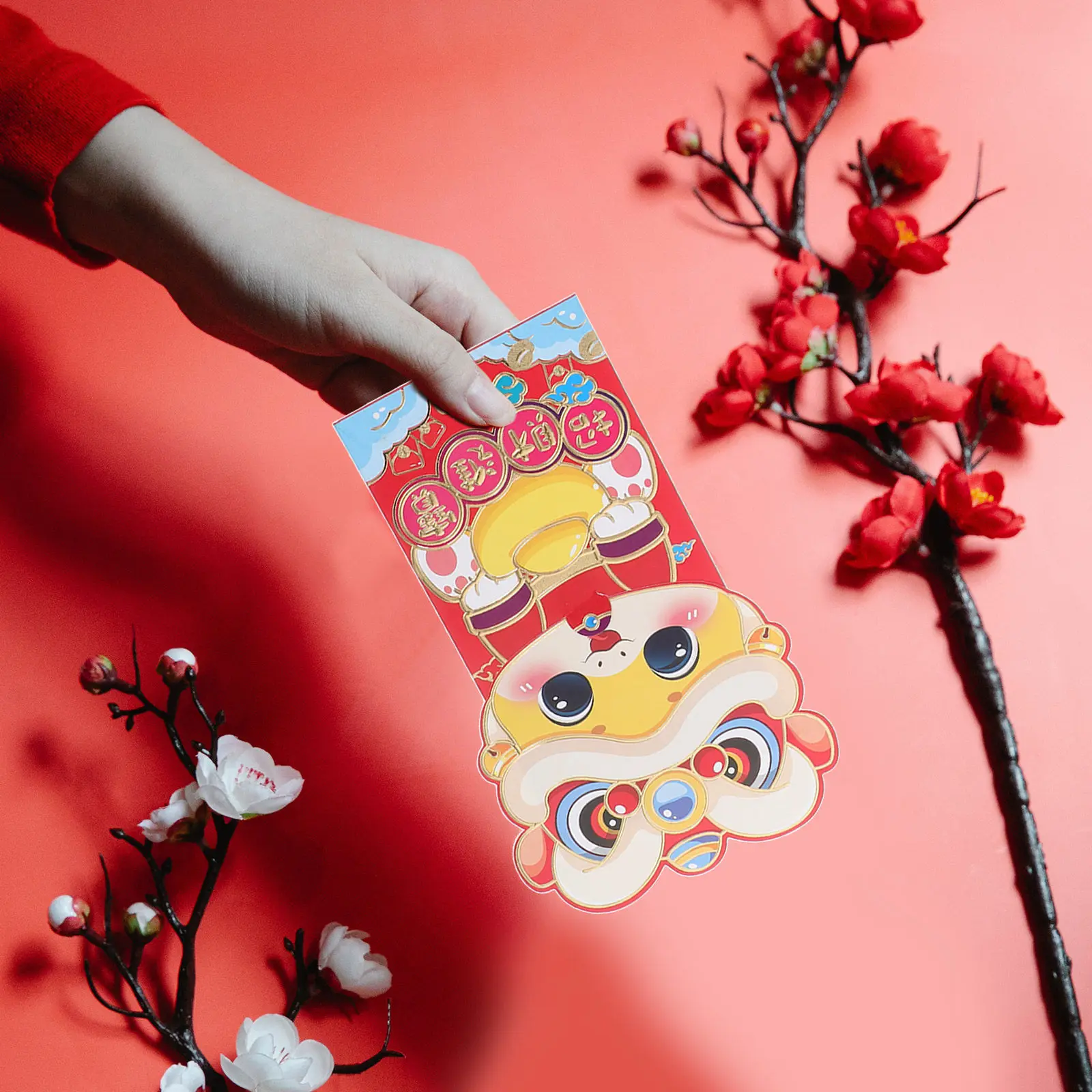 

Набор из 6 красных конвертов к Китайскому Новому году 2025 с дизайном Змеи, традиционные денежные пакеты Хун Бао, подарки для праздника