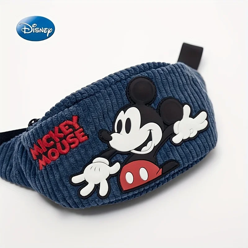 

MINISO Disney Mickey Mouse Fanny Pack Cute Cartoon Corduroy Waist Bag Casual Crossbody Chest Bag For Outdoor And Everyday Wear