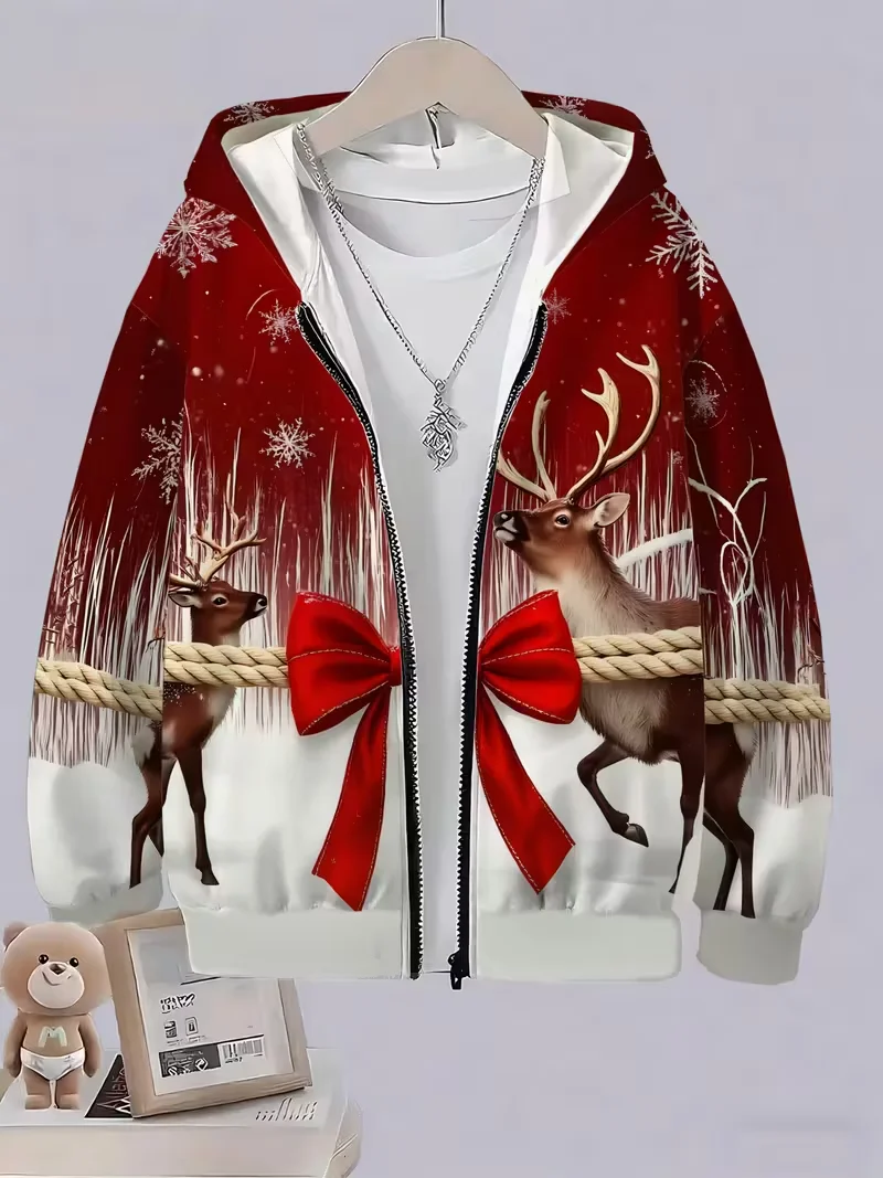 

Hoodie Santa Claus Pullover Sweatshirt for Holiday Parties Christmas Apparel Gift Women's Zip up Kids Hoodie men winter fashion