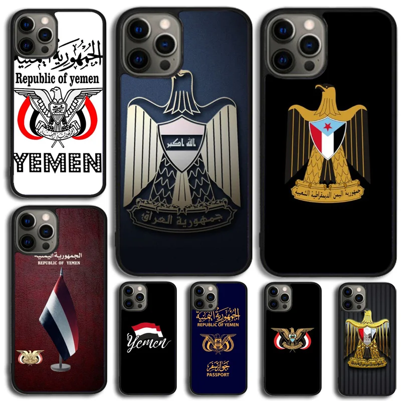 Yemen Coat of Arms Flag Phone Case For iPhone 14 15 16 13 12 Mini Max Cover For Apple iPhone 11 Pro Max 8 7 Plus SE2020 Coque