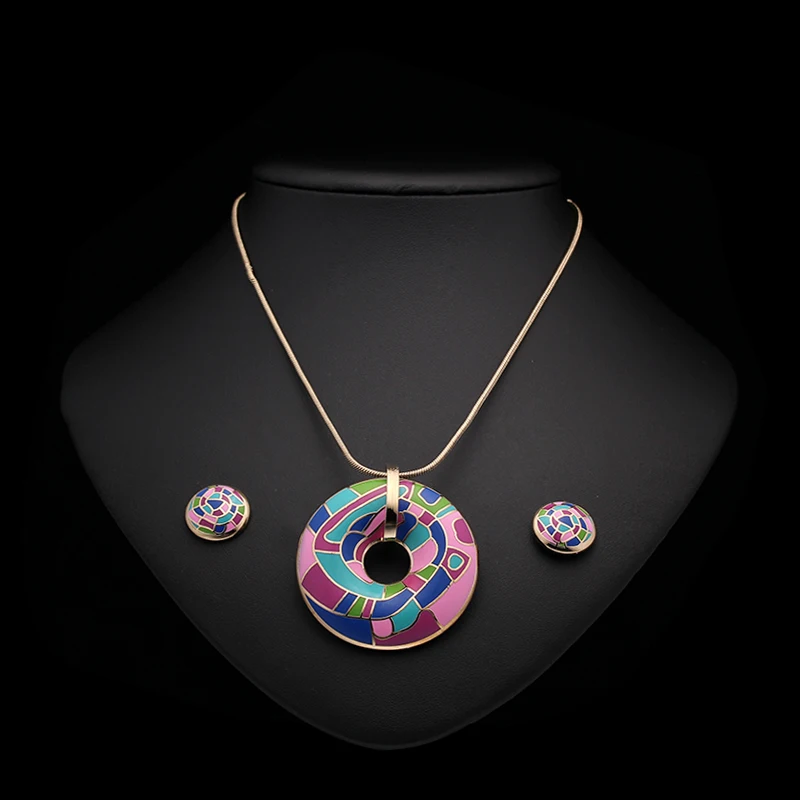 R & X Anniversary Dubai Set Sieraden Shining Nieuwe Emaille Mode Joyas Collier Mariage Gift Party Vrouwen Bruids Ketting/ oorbellen