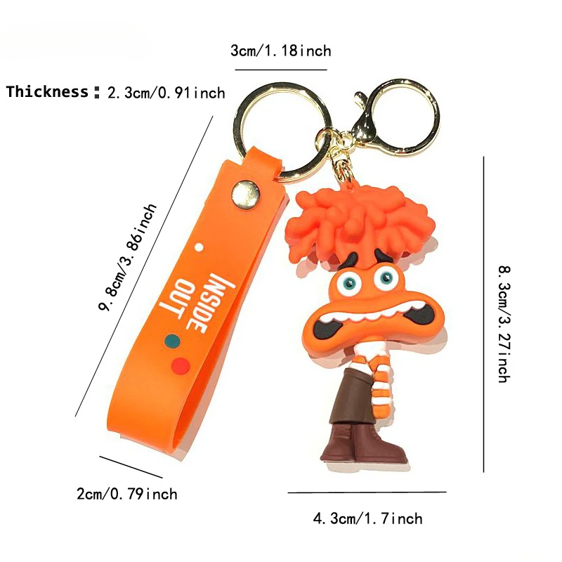 3D Cartoon Inside Out Keychain Anime Cartoon Character Keychain Pendant Personality Creative Soft Glue Doll Small Pendant