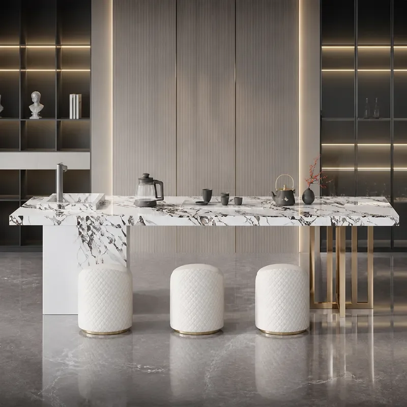 Multifunctional Island Dining Table Integrated Retractable Rotatable Folding Open Kitchen Bar Guide Table Pouring Tea Table