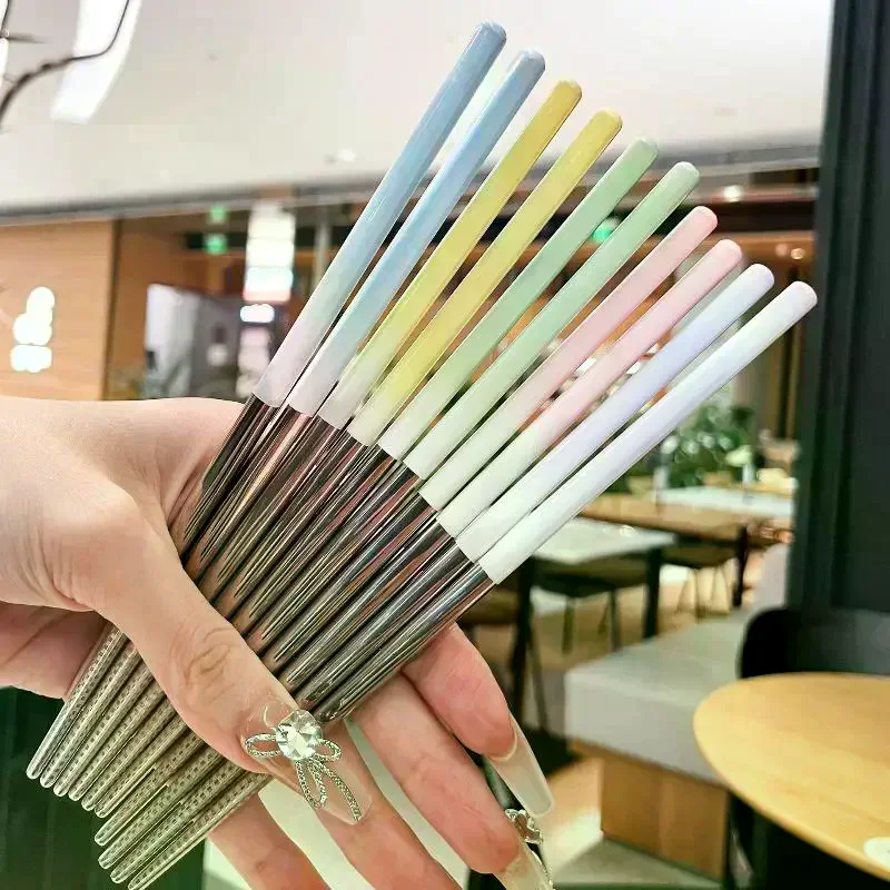 Stainless Steel Portable Cutlery Set Spoon Chopsticks Student Travel Korean Style Portable Cutlery Set With Box Kitchen Supply view 2