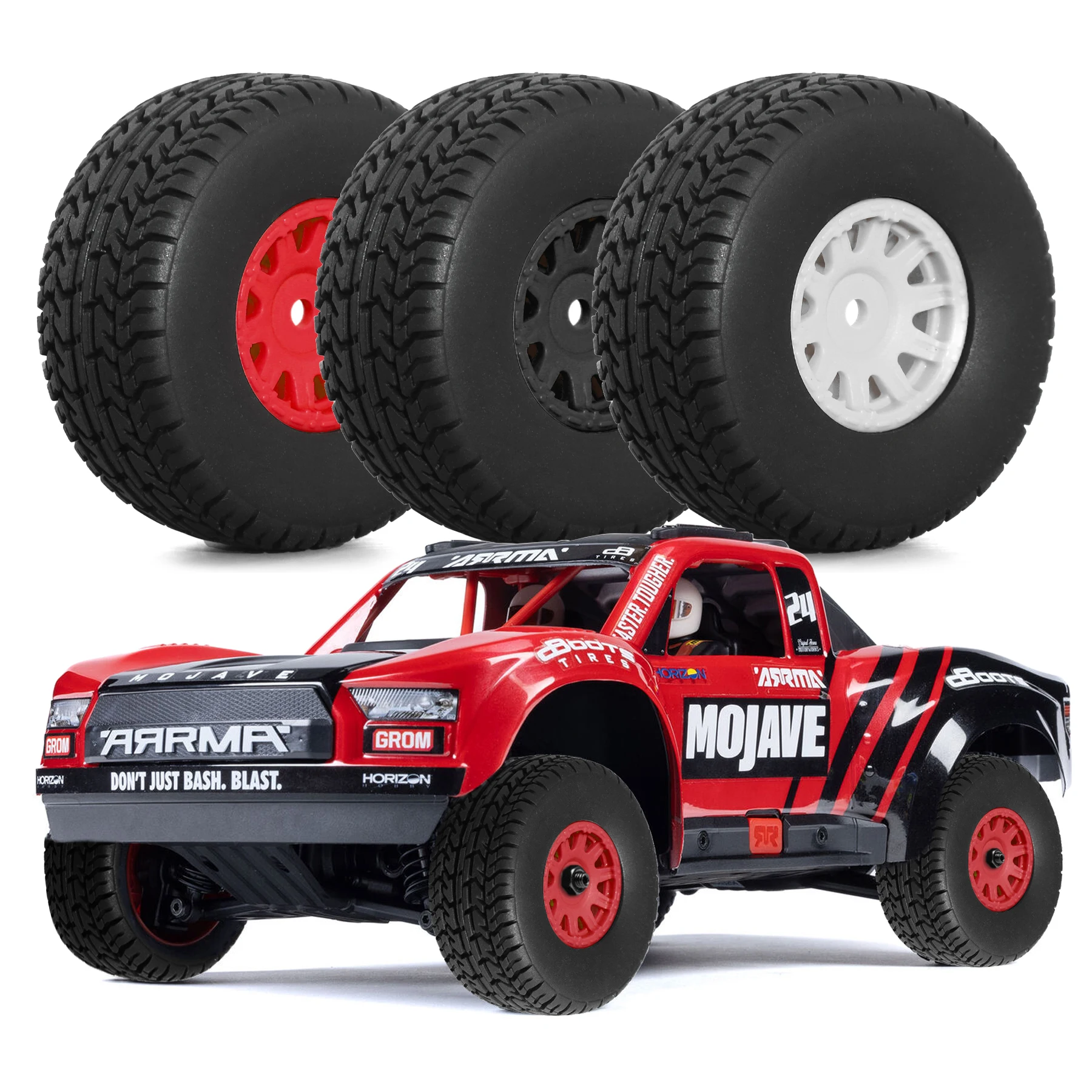 

Комплект из 4 колес и шин 65 мм с шестигранным креплением 12 мм для Arrma 1/14 Mojave Grom Short Course Truck, запчасти для тюнинга