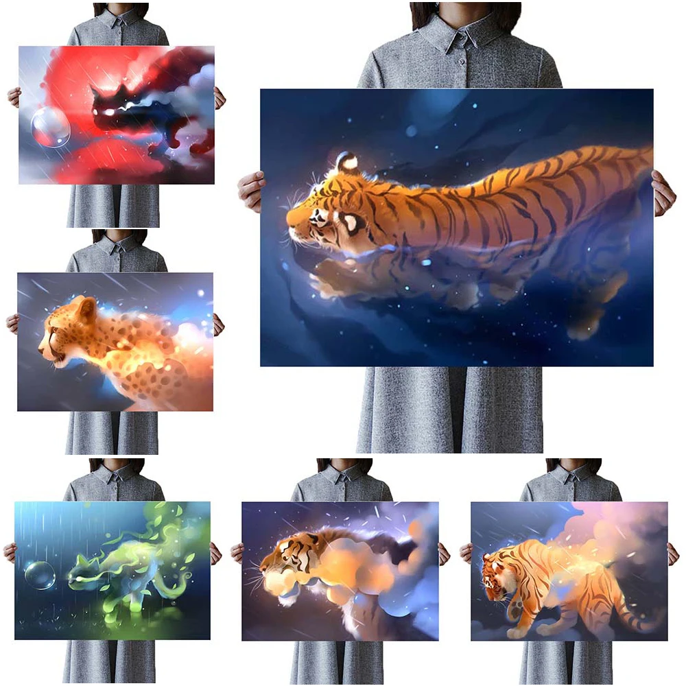 

Cartoon Tiger Nursery Cat Animals Posters Prints Wall Art Canvas Painting Home Decor Wall Pictures For Living Room Unframed