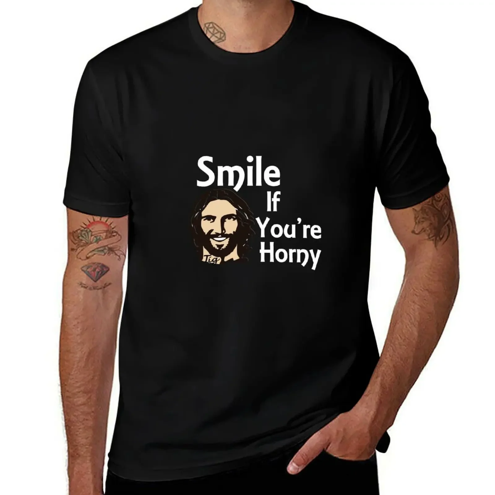 Smile if you're horny T-Shirt sweat boys animal print blue archive blacks mens graphic t-shirts pack