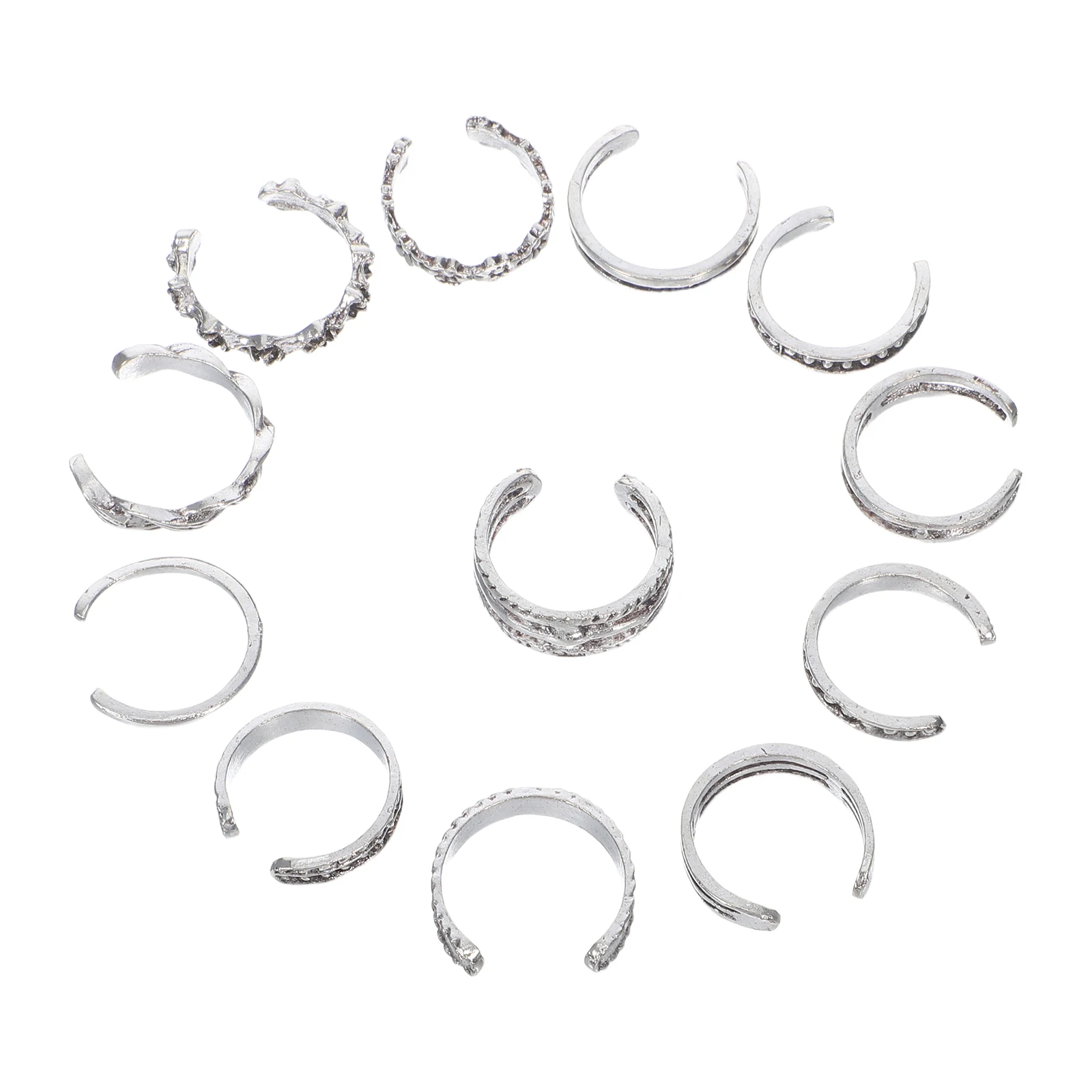 Set di 12 anelli per dita dei piedi regolabili da donna, gioielli per piedi alla moda vintage, accessori alla moda intagliati retrò, regalo perfetto