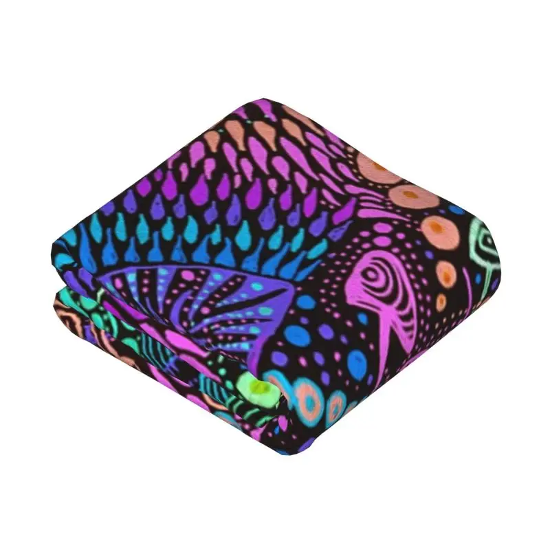 Custom Magic Mushroom Trippy Psychedelic Neon Pastel Goth Blanket 3D Printed Soft Flannel Fleece Warm Throw Blankets Bedspreads