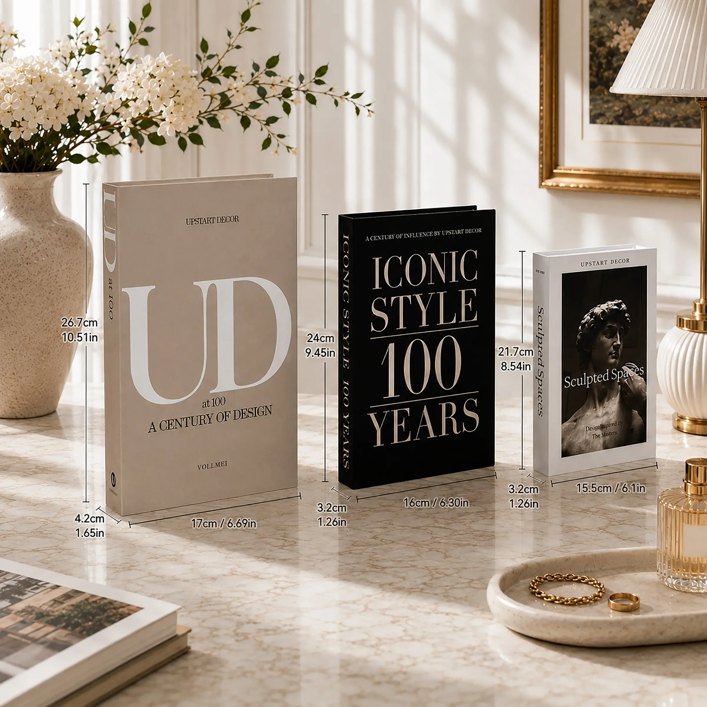 3-Piece Luxury Decorative Book Set, Realistic Home Decoration, Modern Coffee Table Books, Ideal for Living Room, Office, Holiday Displays