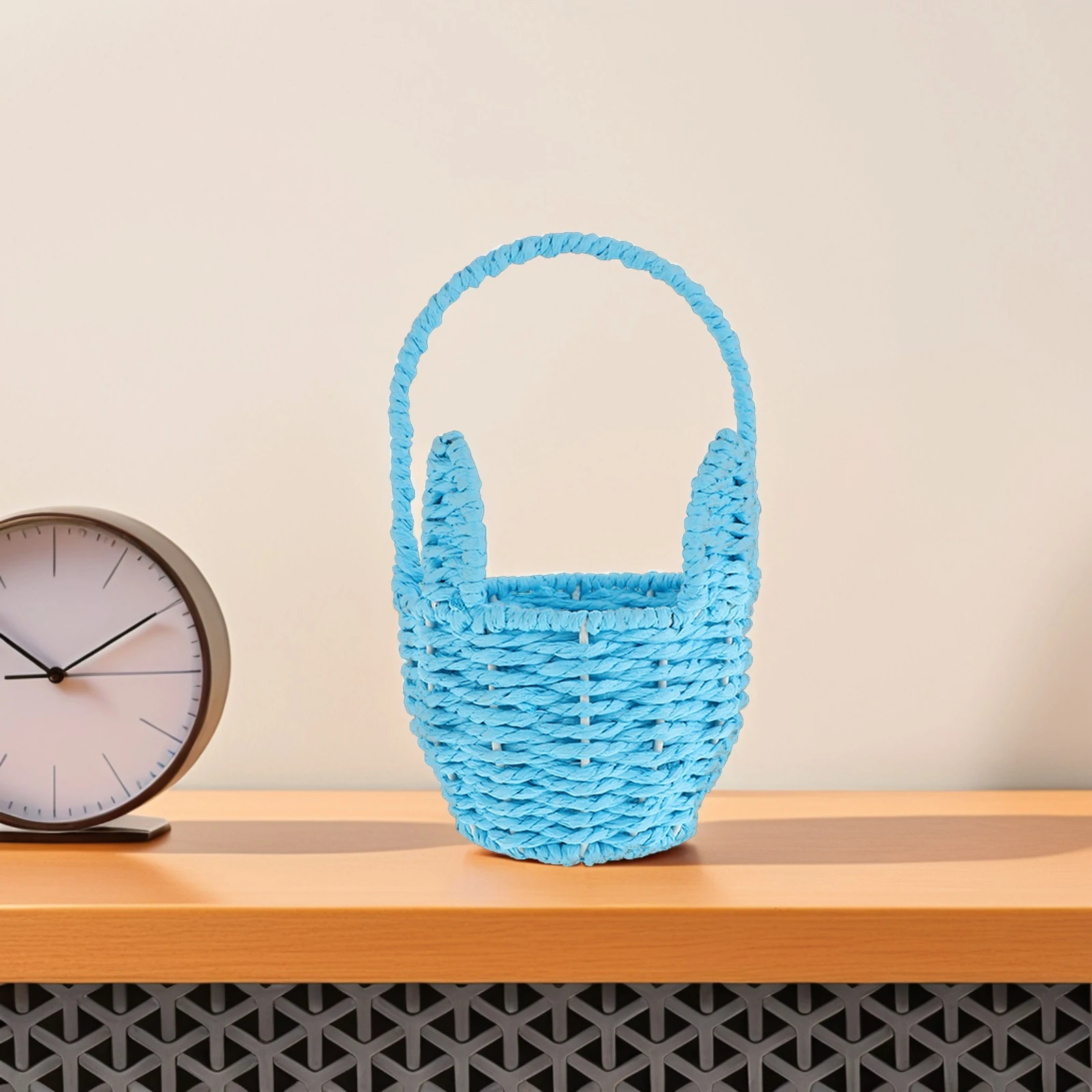 

Woven Flower Basket Candy Storage with Handle Other Baskets Container Sky-blue Girl for Weddings