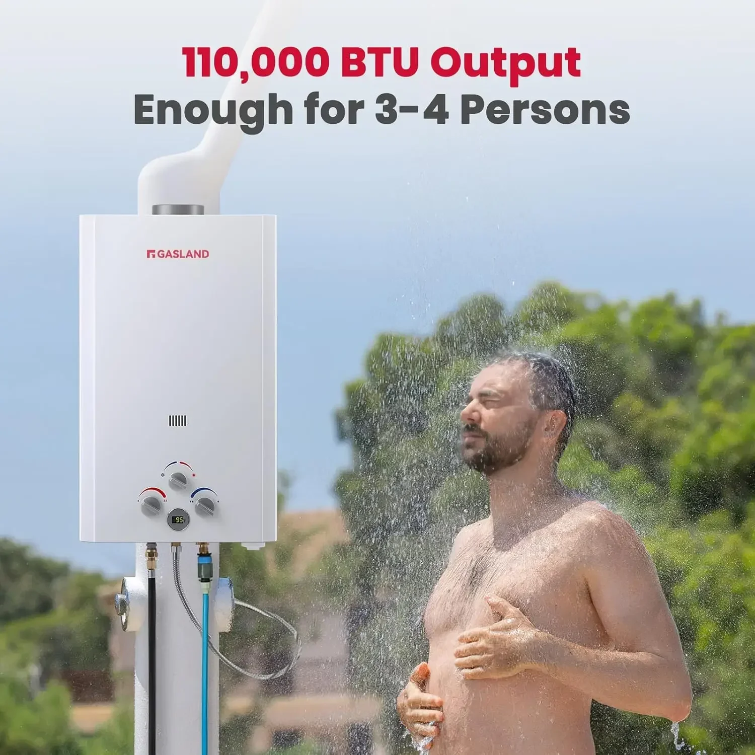 Outdoors Propane Tankless Water Heater 16L, 4.22GPM Outdoor Camping Gas Water Heater, On Demand Hot Water Heater for Off Grid